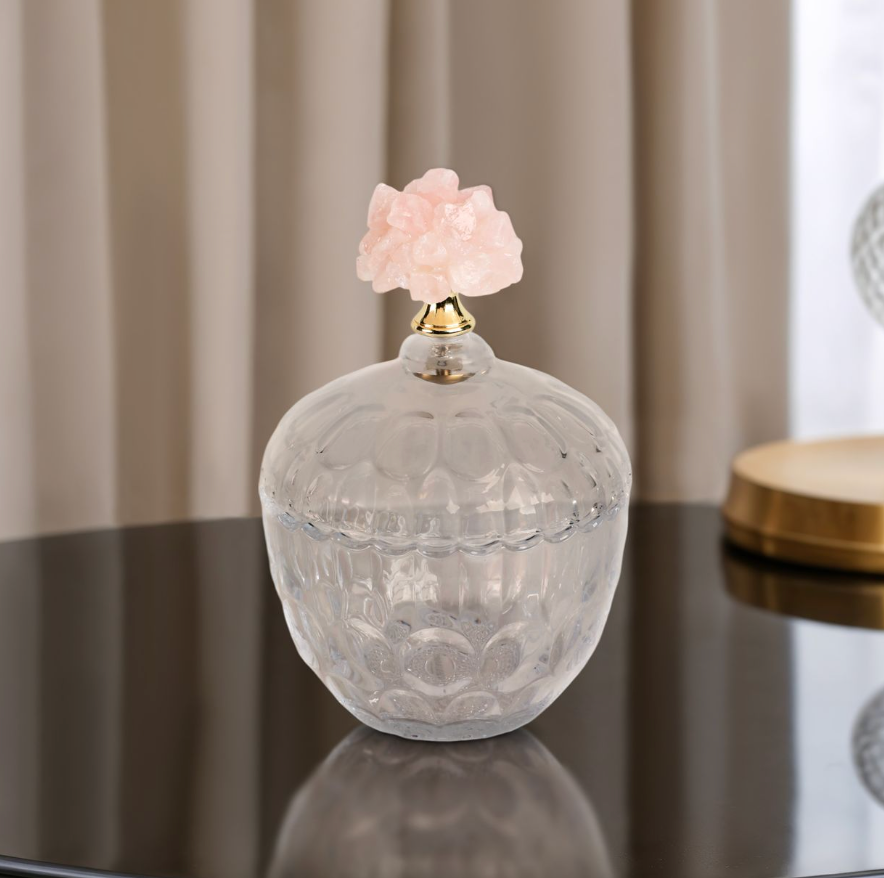 Pink Stone Glass Jar, Large