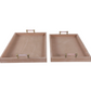 Tan Suede Trays with Pink Selenite Handles (Various Sizes)