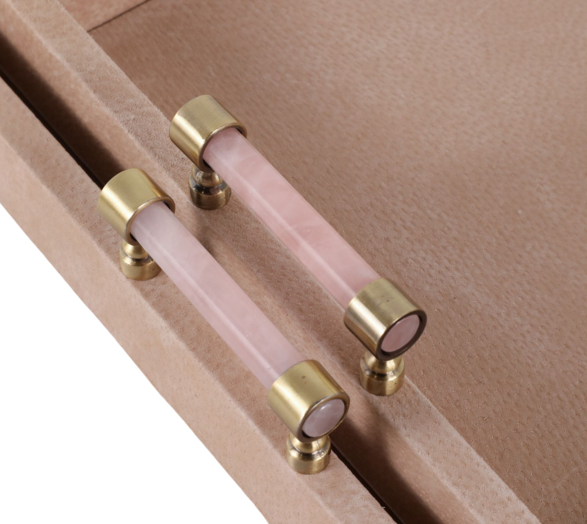 Tan Suede Trays with Pink Selenite Handles (Various Sizes)