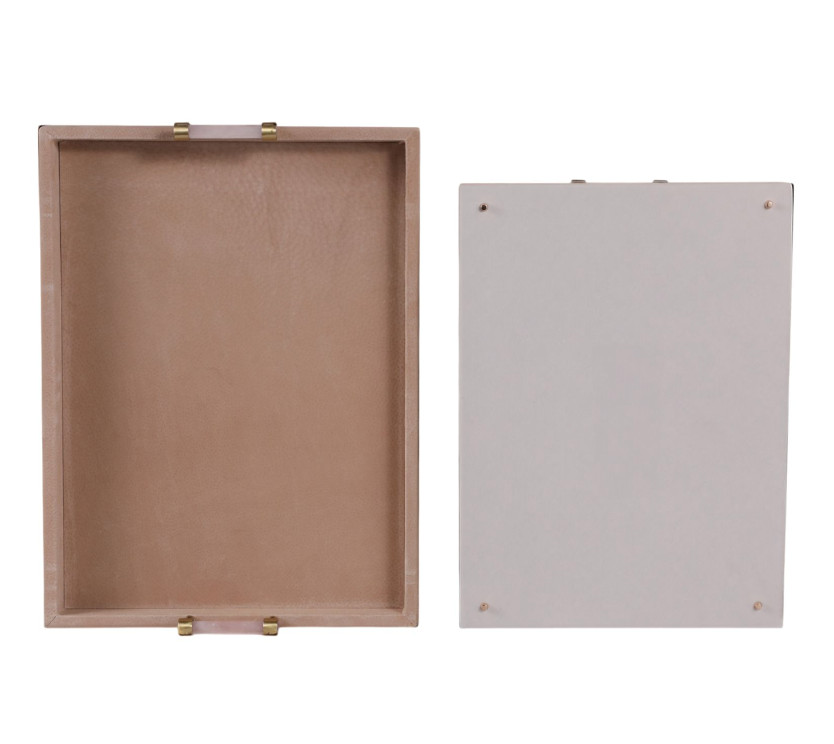 Tan Suede Trays with Pink Selenite Handles (Various Sizes)