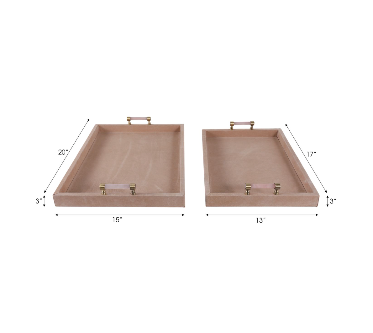 Tan Suede Trays with Pink Selenite Handles (Various Sizes)