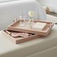 Tan Suede Trays with Pink Selenite Handles (Various Sizes)