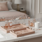 Tan Suede Trays with Pink Selenite Handles (Various Sizes)