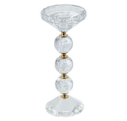 Glass and Gold Pillar Candle Holder (Various Sizes)