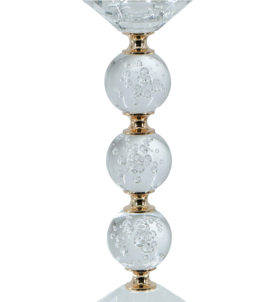 Glass and Gold Pillar Candle Holder (Various Sizes)