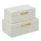 White Faux Leather Storage Box w/ Gold Handle (Various Sizes)