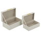 White Faux Leather Storage Box w/ Gold Handle (Various Sizes)