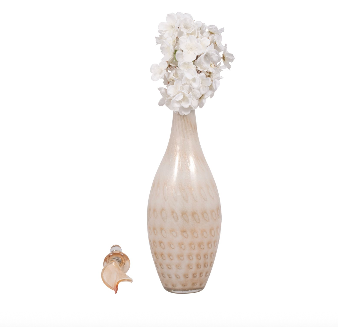 Ivory and Pink Glass Lidded Bottles (Various Sizes)