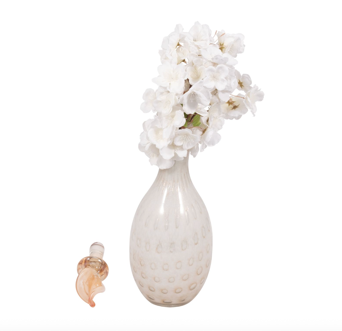 Ivory and Pink Glass Lidded Bottles (Various Sizes)