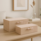Tan Suede Boxes with Pink Selenite Handles (Various Sizes)