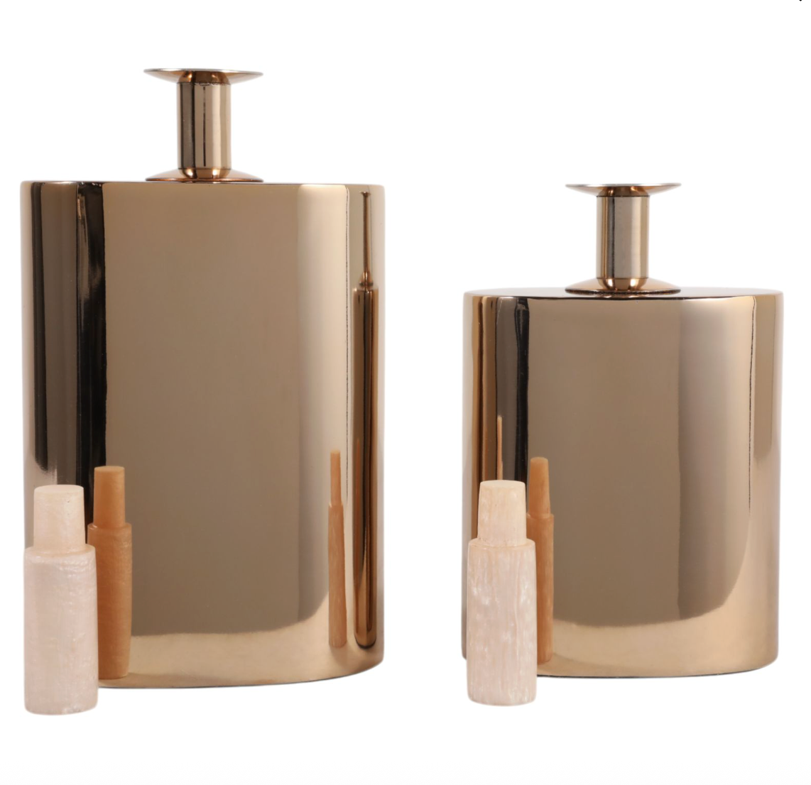S/2 Castalie Gold Metal Bottles