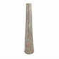 Tall, thin vase with a textured surface on a white background