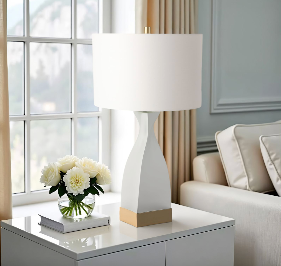 Jasper White Glass Table Lamp