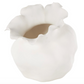 White Abstract Floral Vase w/ Wavy Rim, Large