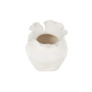 White Abstract Floral Vase w/ Wavy Rim, Large
