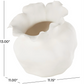 White Abstract Floral Vase w/ Wavy Rim, Large