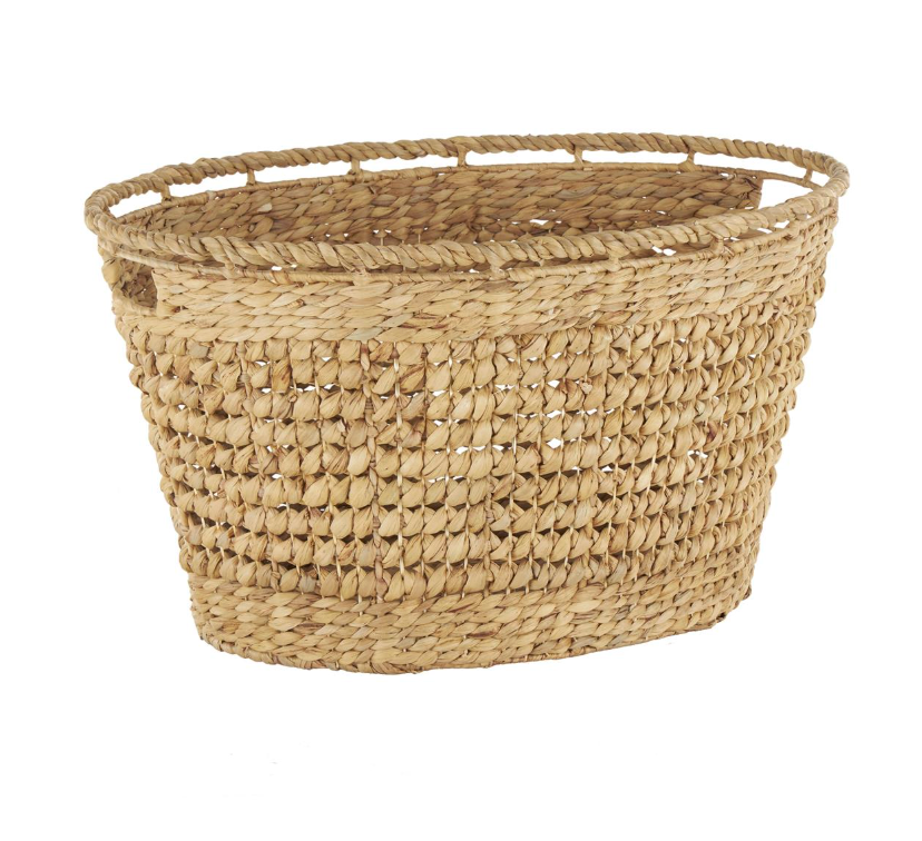 Woven basket made of natural material on a white background