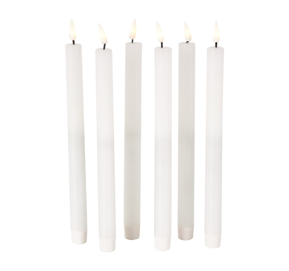 Set of 6 Wax Flameless Flickering Candles w/ Remote (Various Sizes)