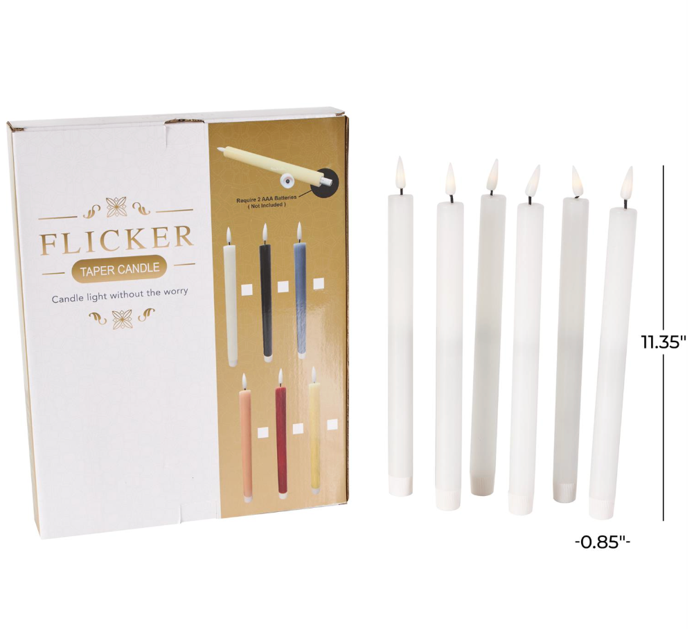 Set of 6 Wax Flameless Flickering Candles w/ Remote (Various Sizes)