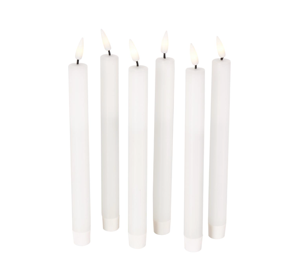 Set of 6 Wax Flameless Flickering Candles w/ Remote (Various Sizes)