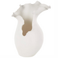 White Abstract Floral Vase w/ Wavy Rim