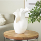 White Abstract Floral Vase w/ Wavy Rim