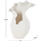 White Abstract Floral Vase w/ Wavy Rim