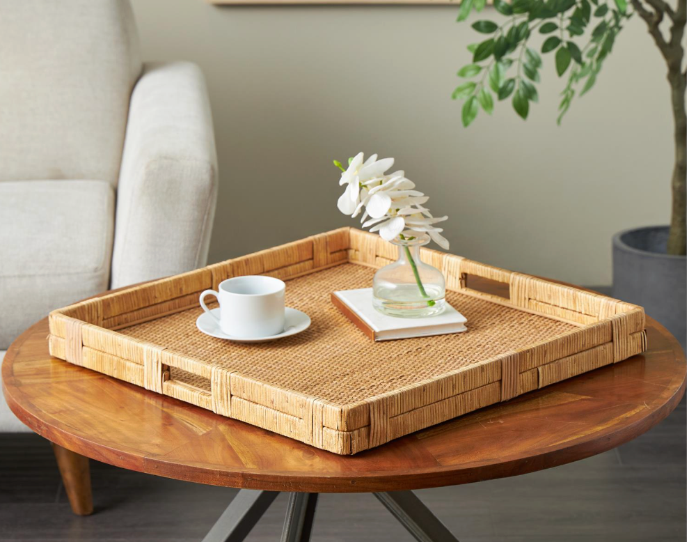 Brown Woven Rattan Handmade Tray