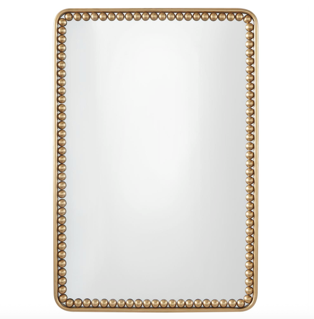 Gold Beaded Rectangle Wall Mirror