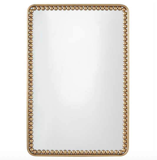Gold Beaded Rectangle Wall Mirror