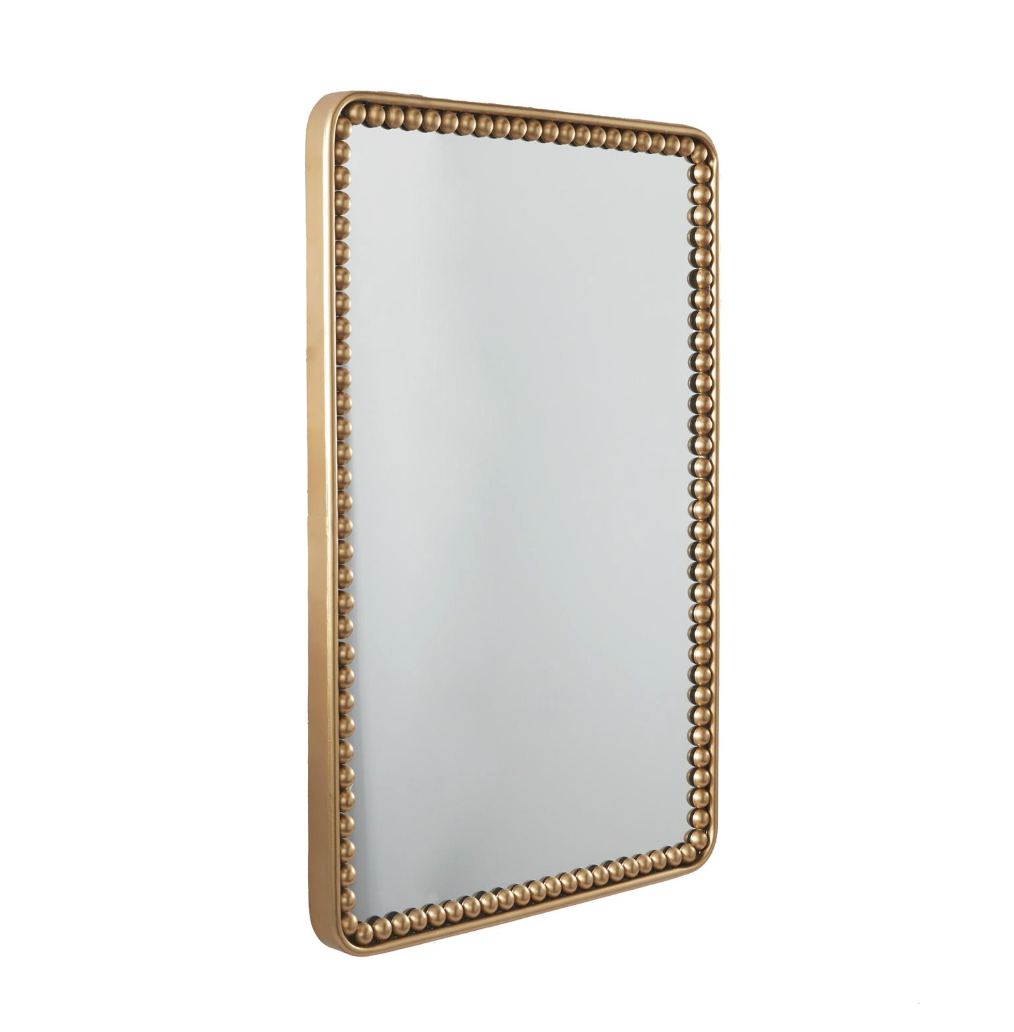 Gold Beaded Rectangle Wall Mirror