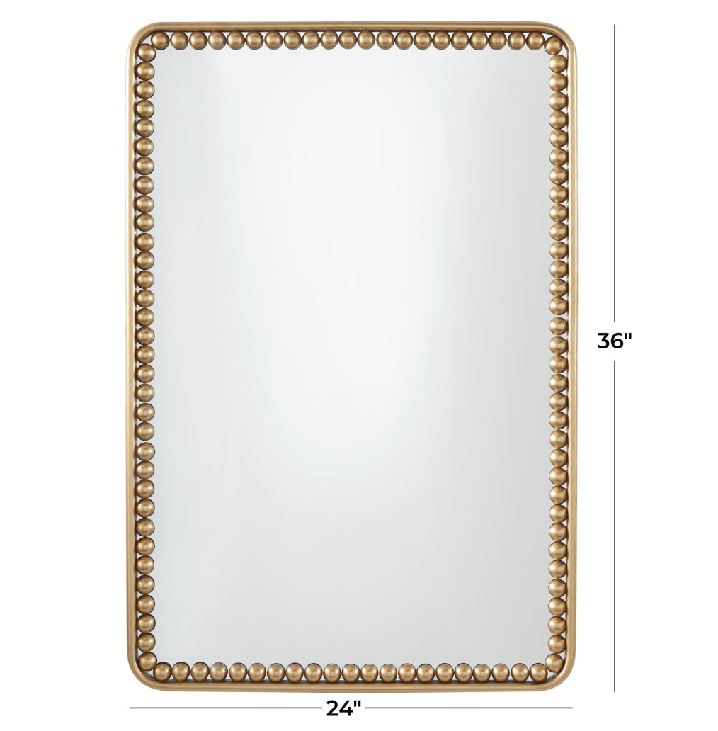 Gold Beaded Rectangle Wall Mirror