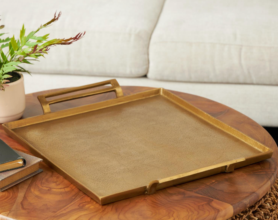 Gold Aluminum Tray with Handles