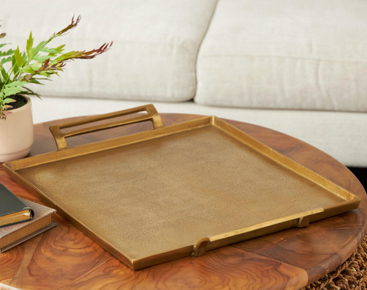 Gold Aluminum Tray with Handles