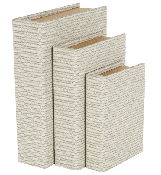 Cream Faux Leather Storage Books, Set of 3