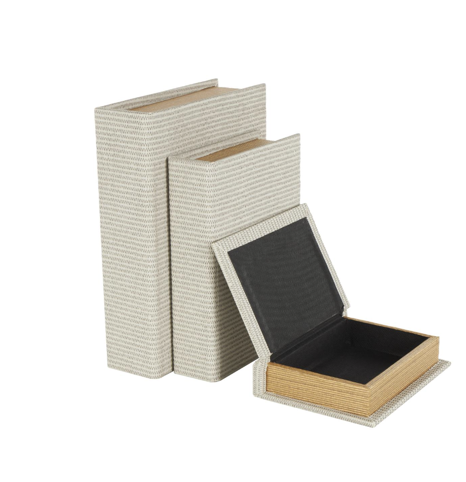 Cream Faux Leather Storage Books, Set of 3