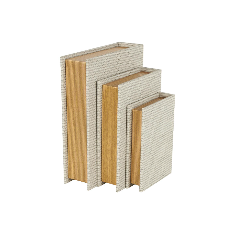 Cream Faux Leather Storage Books, Set of 3