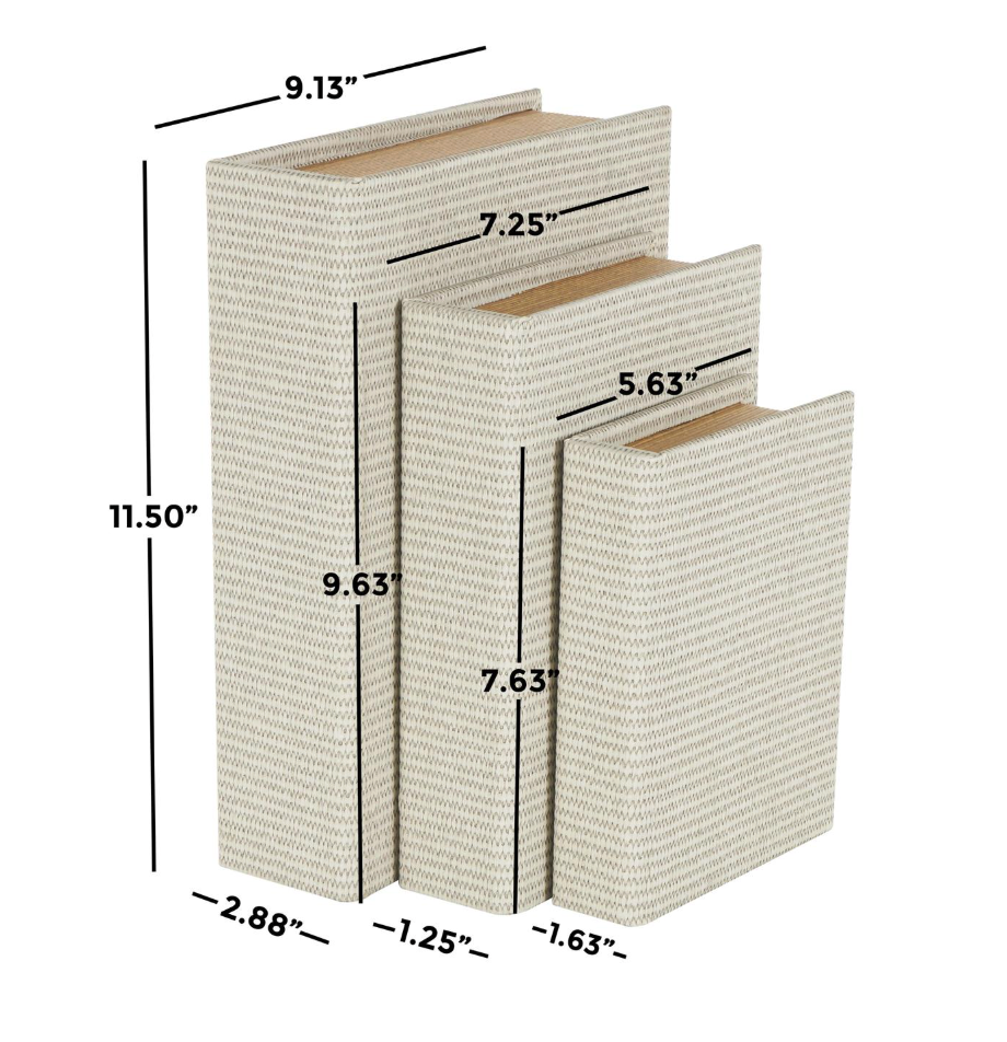 Cream Faux Leather Storage Books, Set of 3