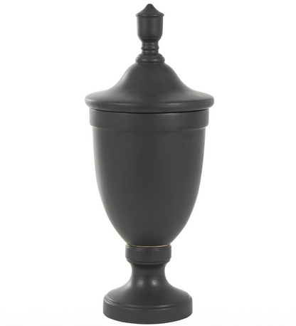 Black Ceramic Fluted Urn