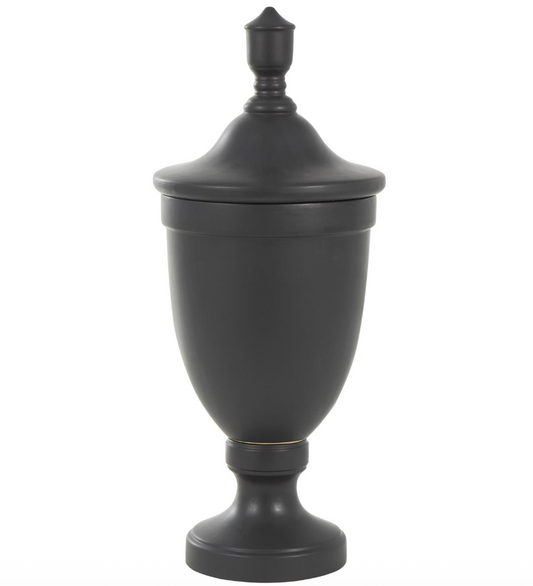 Black Ceramic Fluted Urn