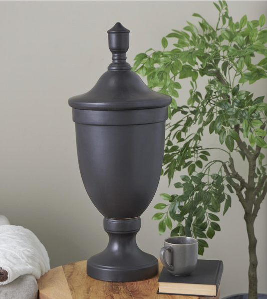 Black Ceramic Fluted Urn