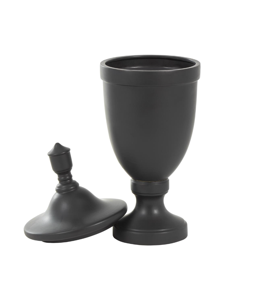 Black Ceramic Fluted Urn