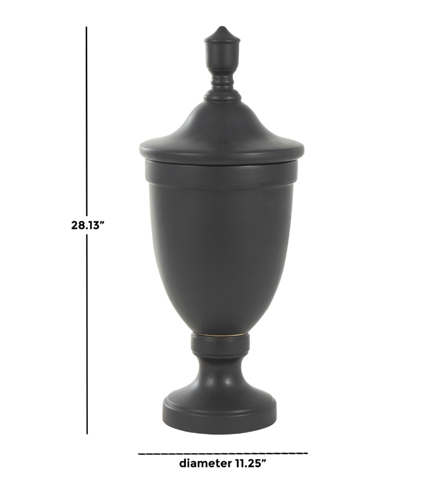 Black Ceramic Fluted Urn