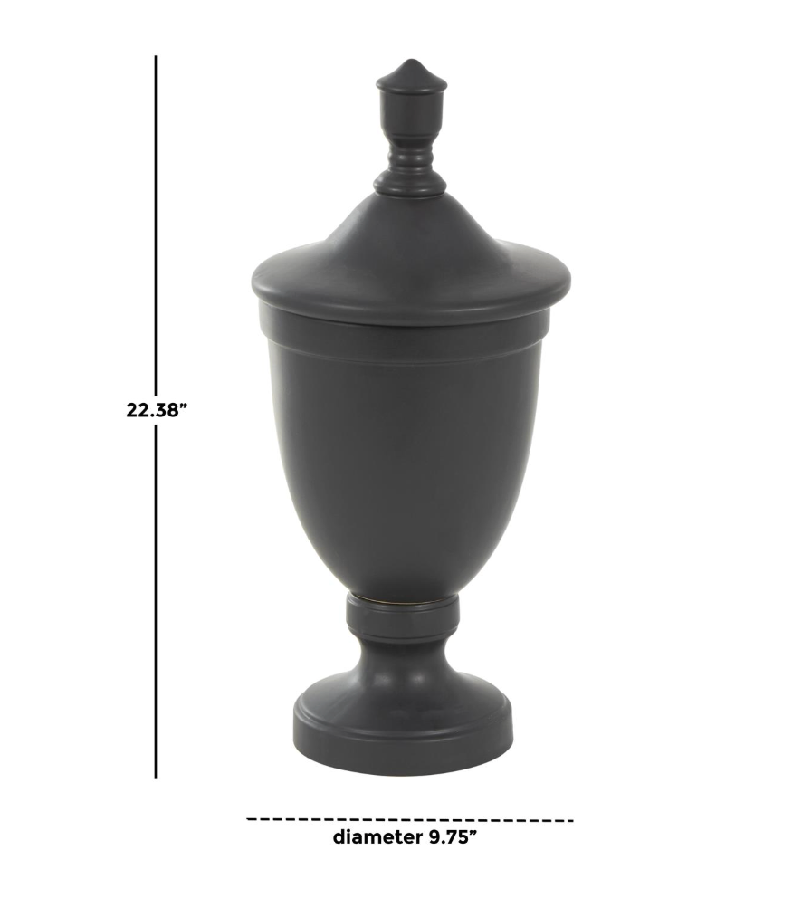 Black Ceramic Fluted Urn