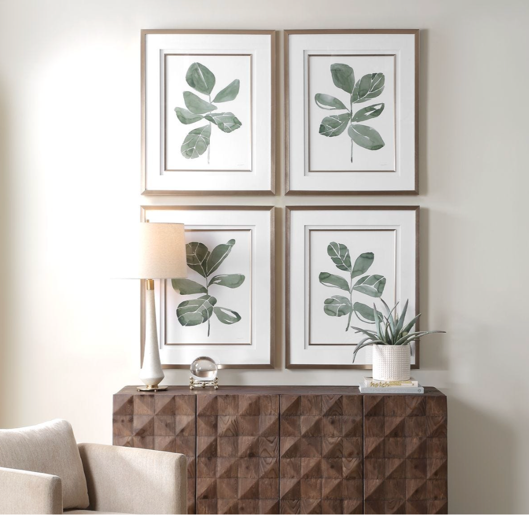 Fiddle Head Leaf Framed Prints, Set of 4