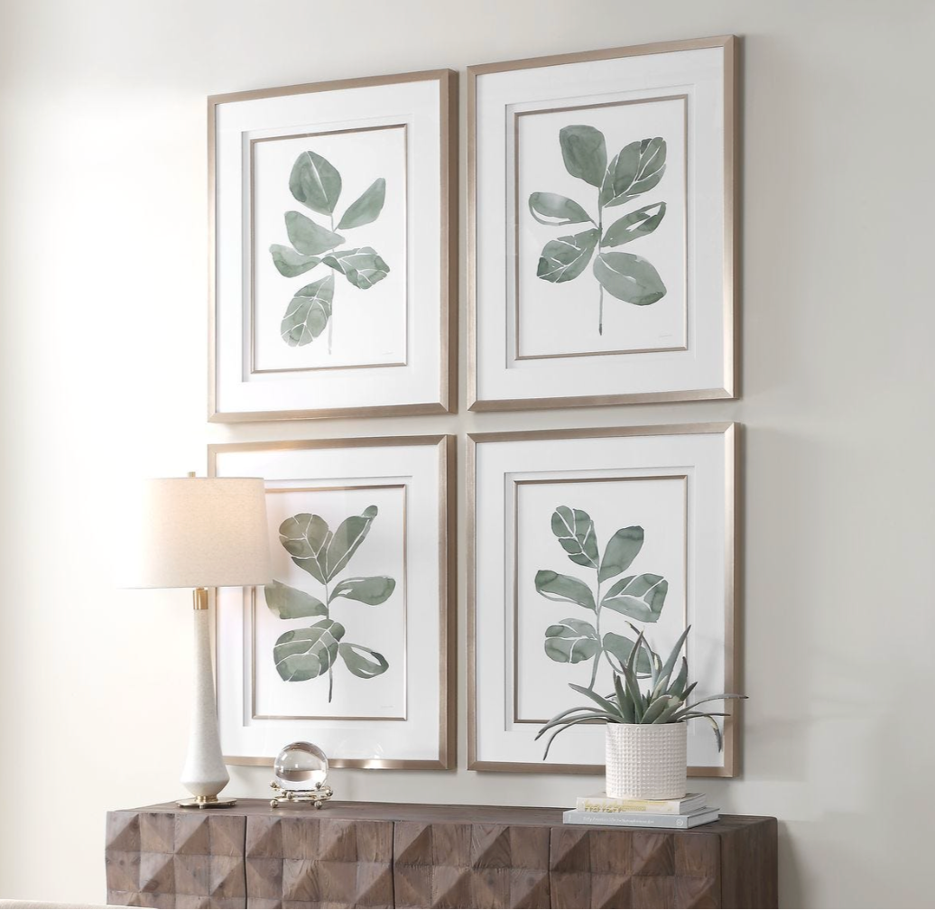 Fiddle Head Leaf Framed Prints, Set of 4