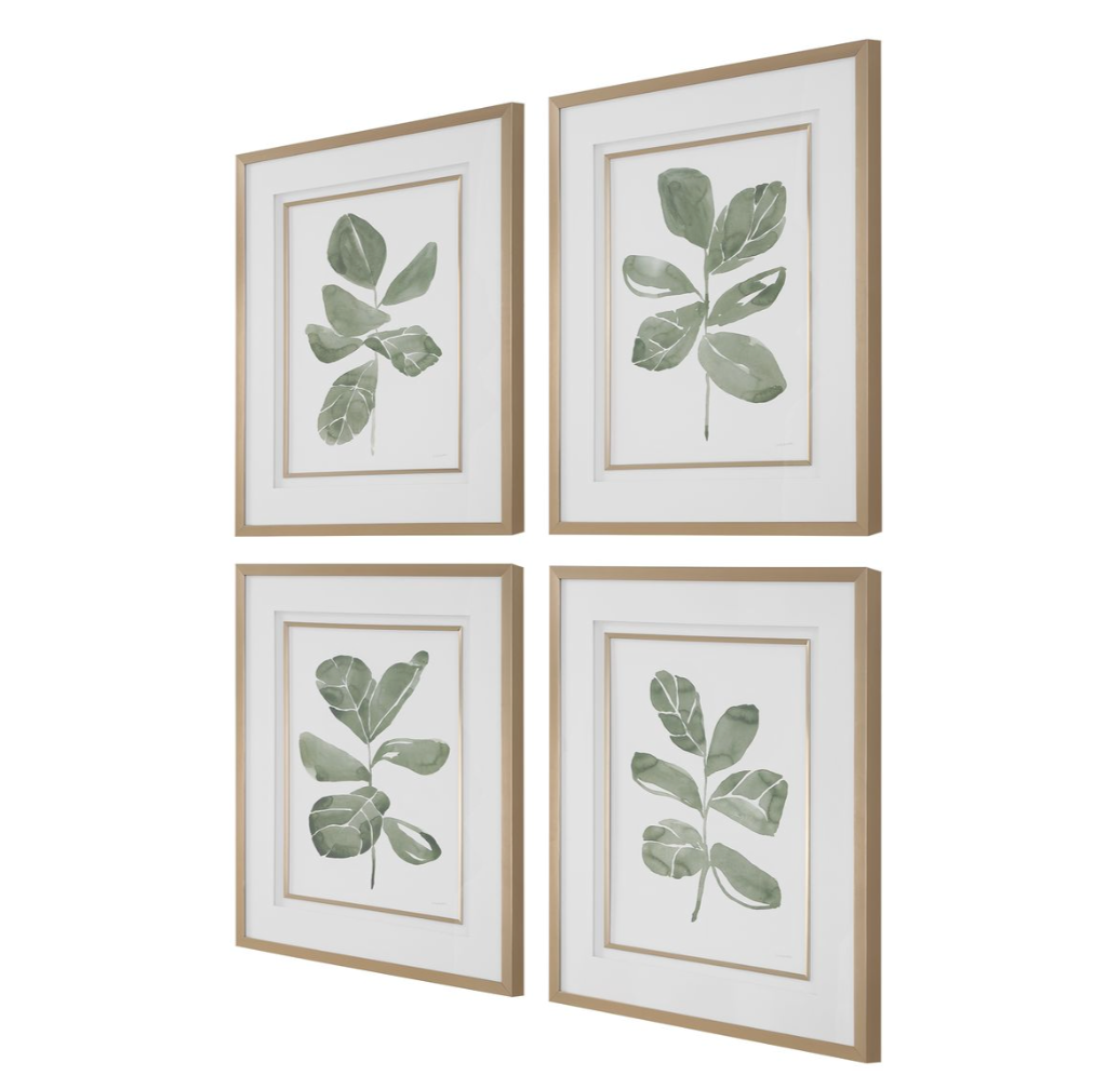Fiddle Head Leaf Framed Prints, Set of 4