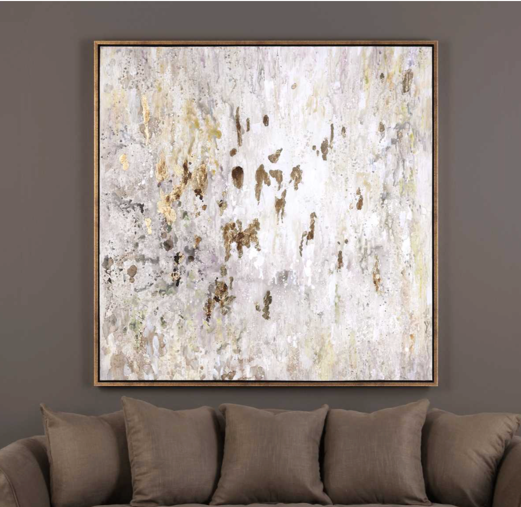 Golden Raindrops Hand Painted Canvas