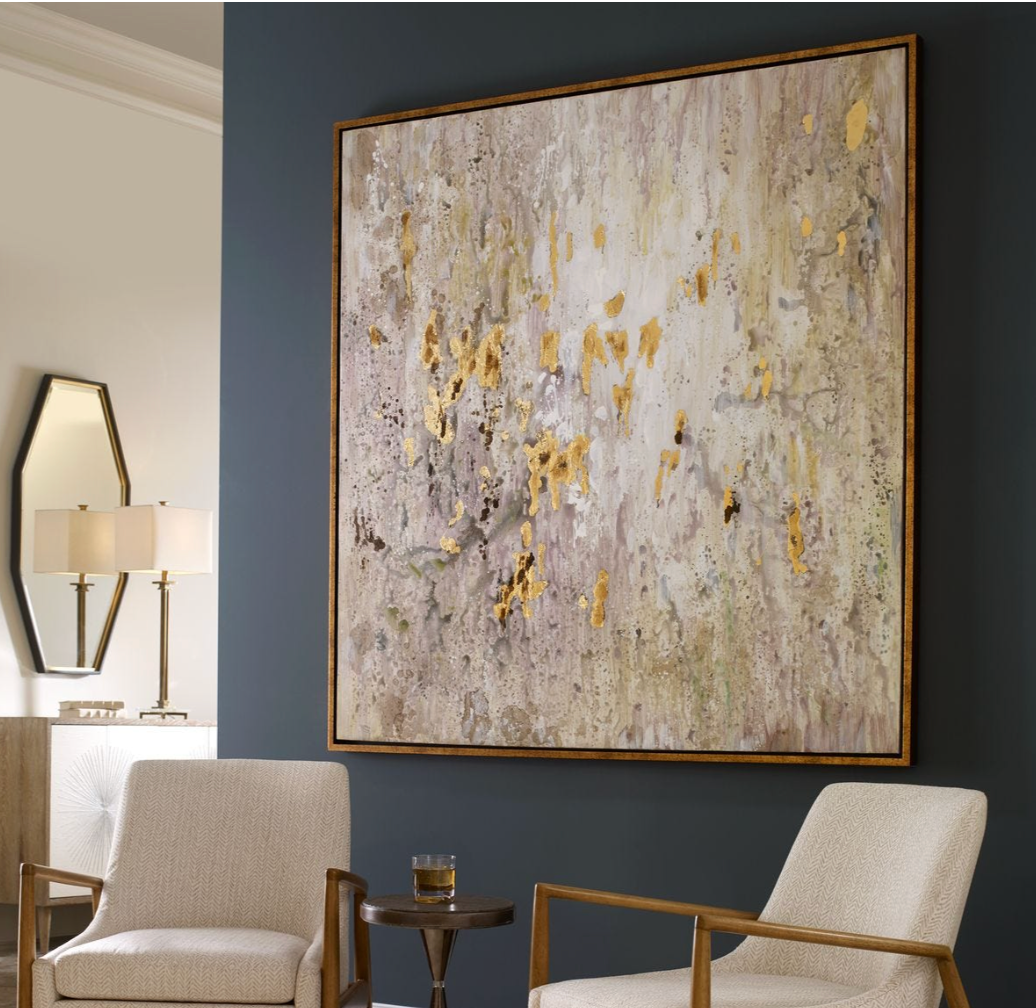 Golden Raindrops Hand Painted Canvas