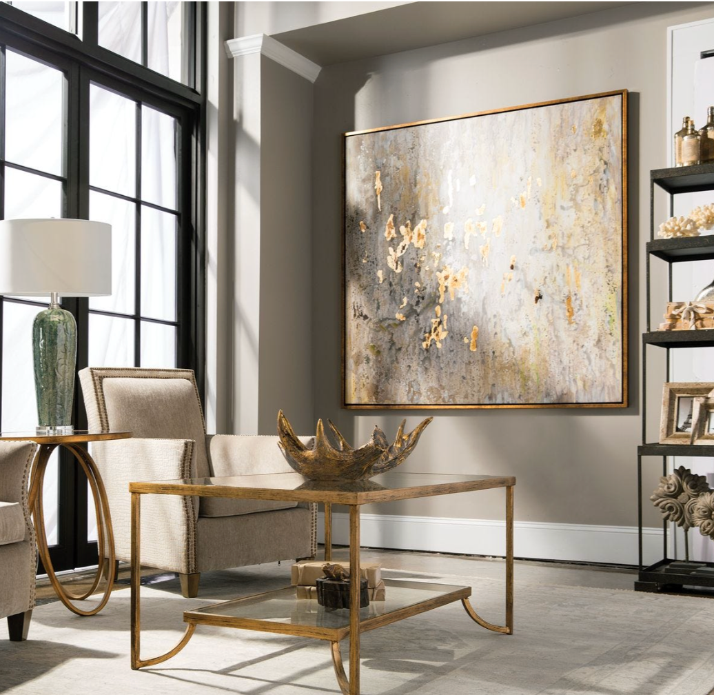 Golden Raindrops Hand Painted Canvas